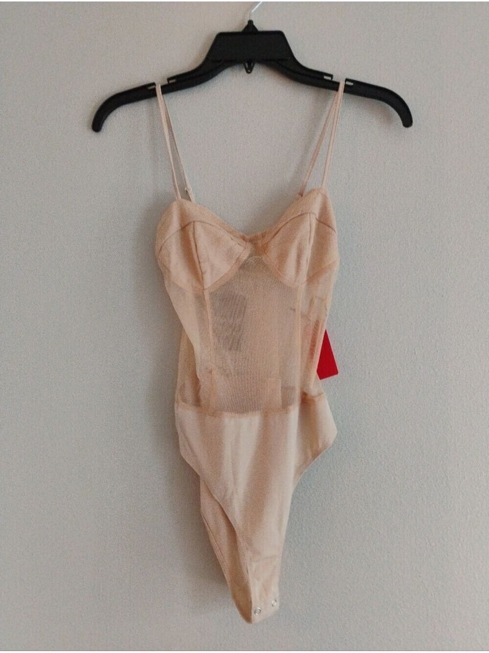 Sexy Forever 21 S,M,& L Available Sheer And Satin Light Pink/ Nude Bodysuit - Picture 1 of 6